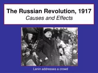 The Russian Revolution, 1917 Causes and Effects