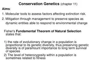 Conservation Genetics (chapter 11)