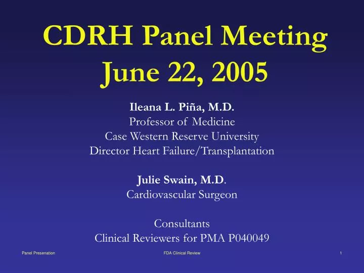 cdrh panel meeting june 22 2005