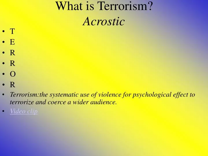 what is terrorism acrostic