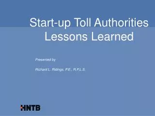 Start-up Toll Authorities Lessons Learned