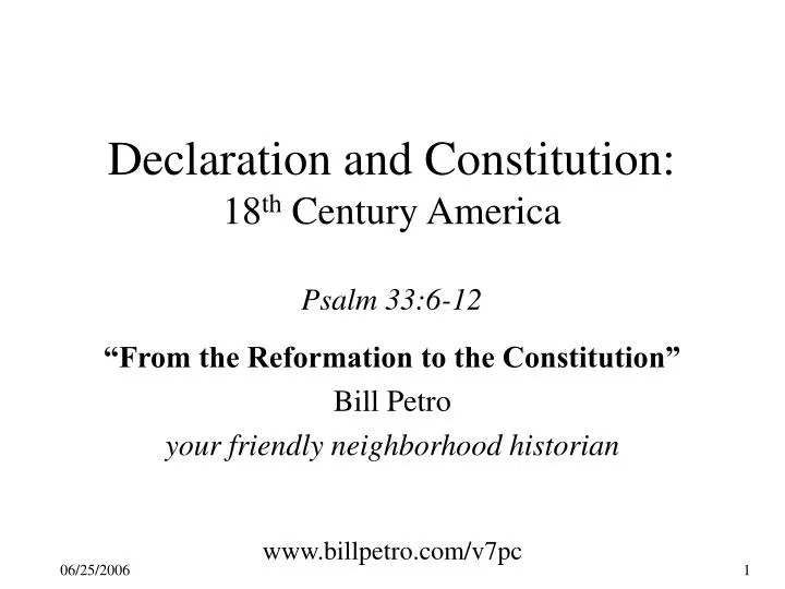 declaration and constitution 18 th century america psalm 33 6 12