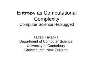 En ????? as Computational Complexity Computer Science Replugged