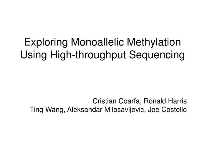 exploring monoallelic methylation using high throughput sequencing