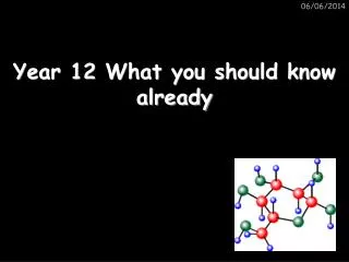 Year 12 What you should know already