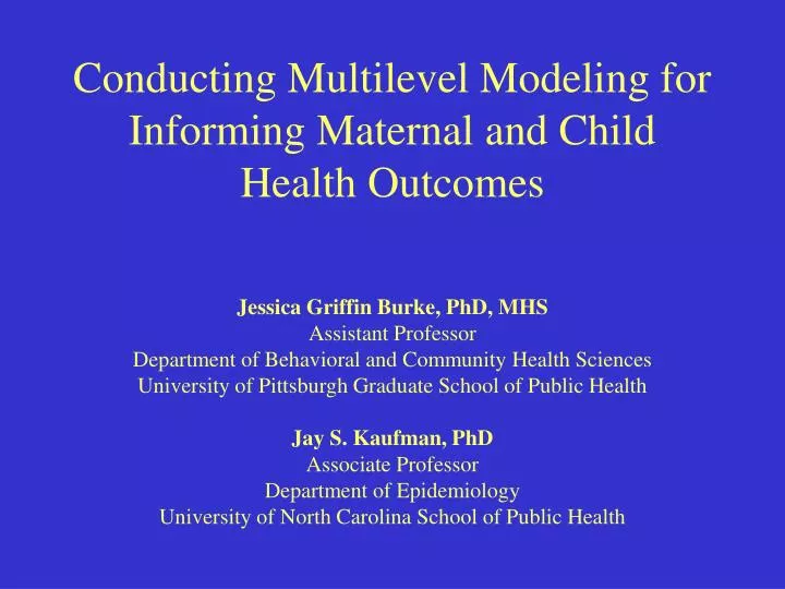 conducting multilevel modeling for informing maternal and child health outcomes