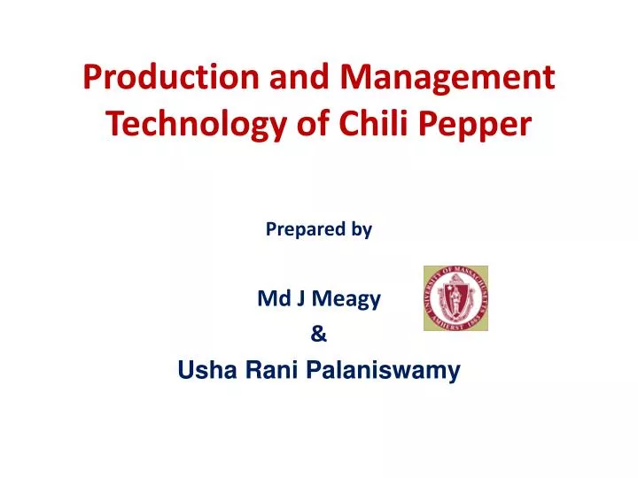 production and management t echnology of chili pepper