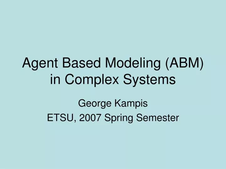 agent based modeling abm in complex systems