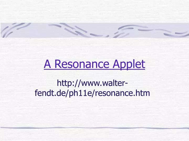 a resonance applet
