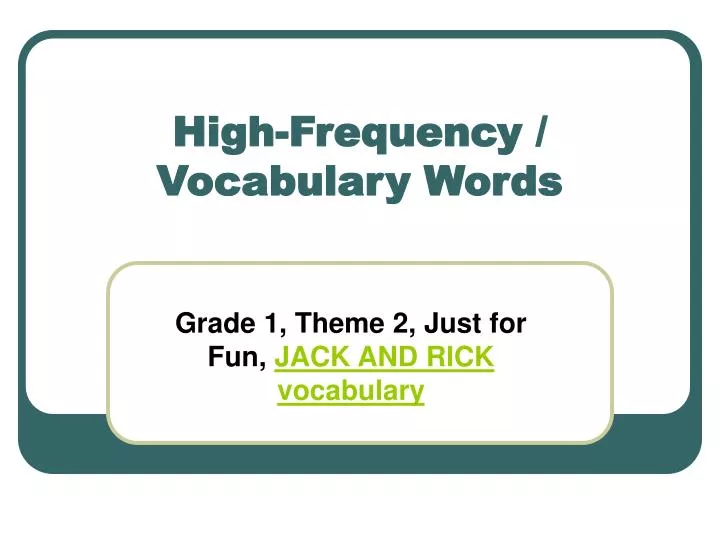 high frequency vocabulary words