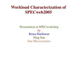 Workload Characterization of SPECweb2005