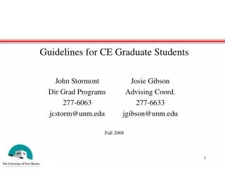 Guidelines for CE Graduate Students