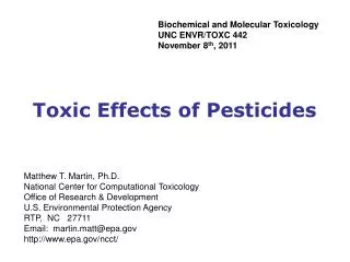 Toxic Effects of Pesticides