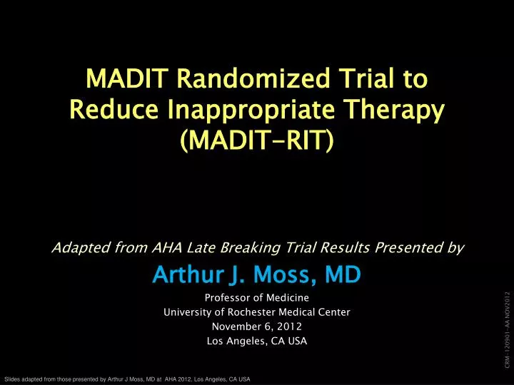 madit randomized trial to reduce inappropriate therapy madit rit