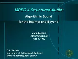 MPEG 4 Structured Audio: