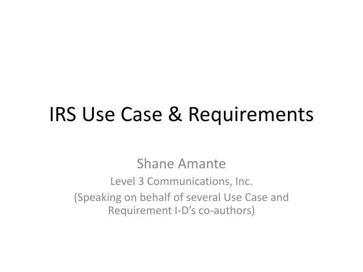 irs use case requirements