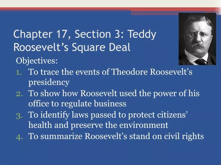 chapter 17 section 3 teddy roosevelt s square deal