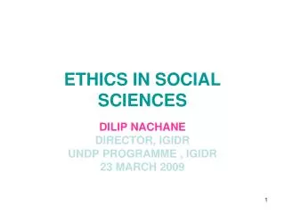ETHICS IN SOCIAL SCIENCES