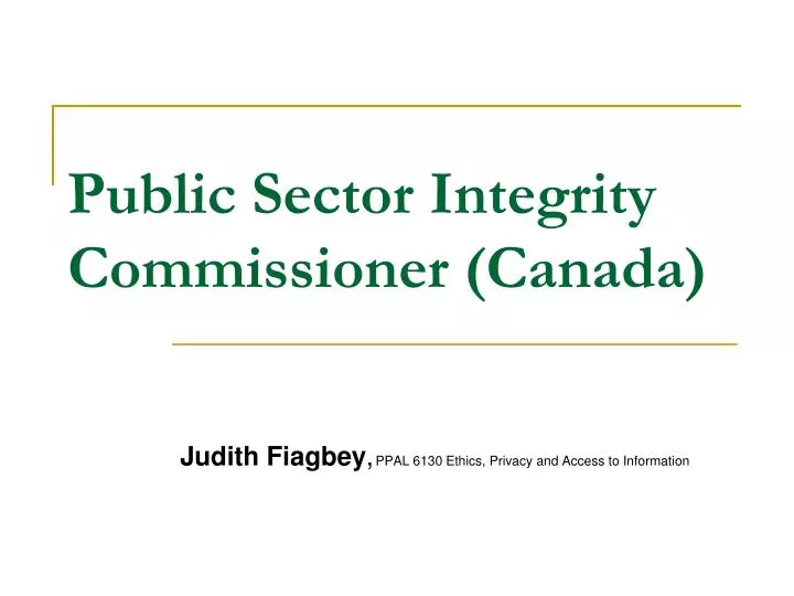 public sector integrity commissioner canada