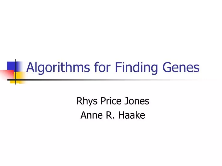 algorithms for finding genes