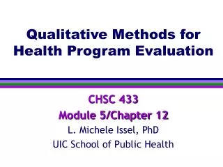 Qualitative Methods for Health Program Evaluation