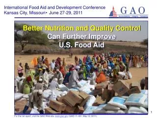 Better Nutrition and Quality Control Can Further Improve U.S. Food Aid