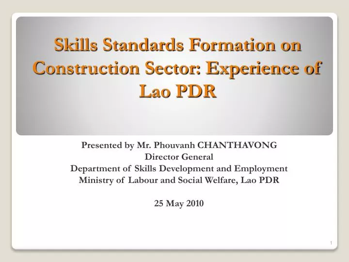 skills standards formation on construction sector experience of lao pdr