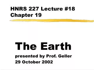 HNRS 227 Lecture #18 Chapter 19