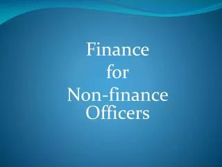 Finance for Non-finance Officers
