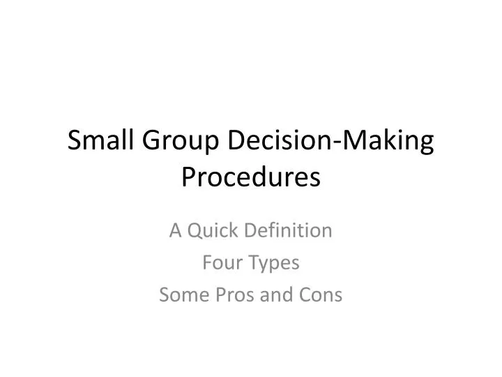 small group decision making procedures