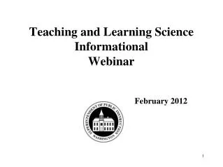 Teaching and Learning Science Informational Webinar