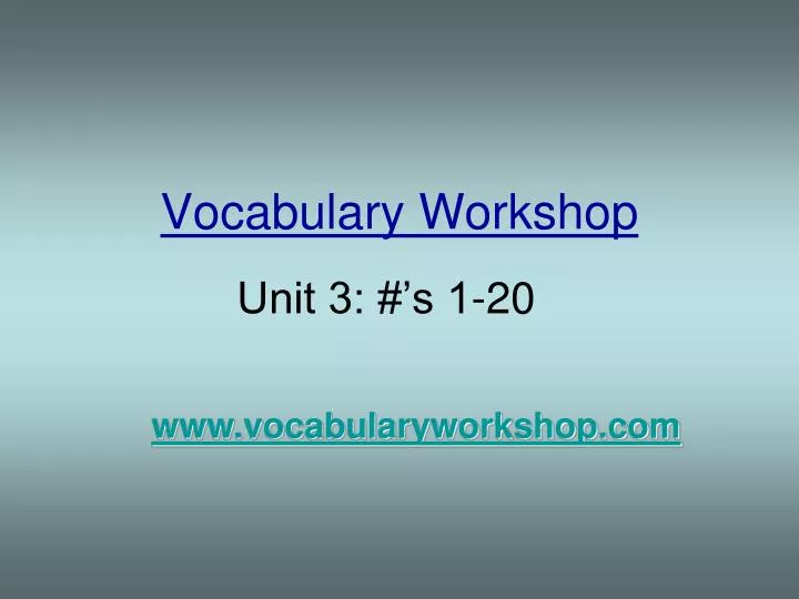 vocabulary workshop