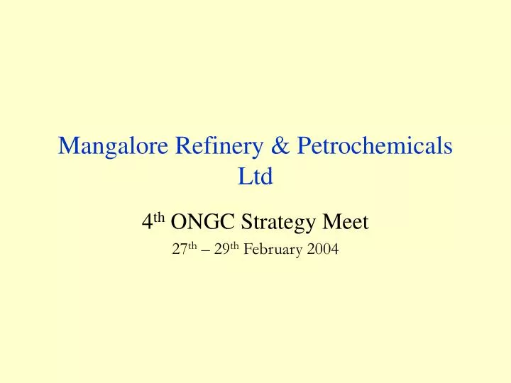 mangalore refinery petrochemicals ltd