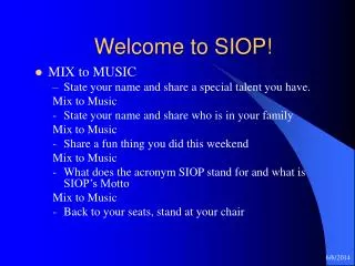 Welcome to SIOP!