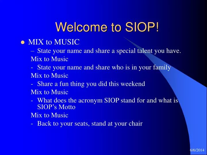 welcome to siop