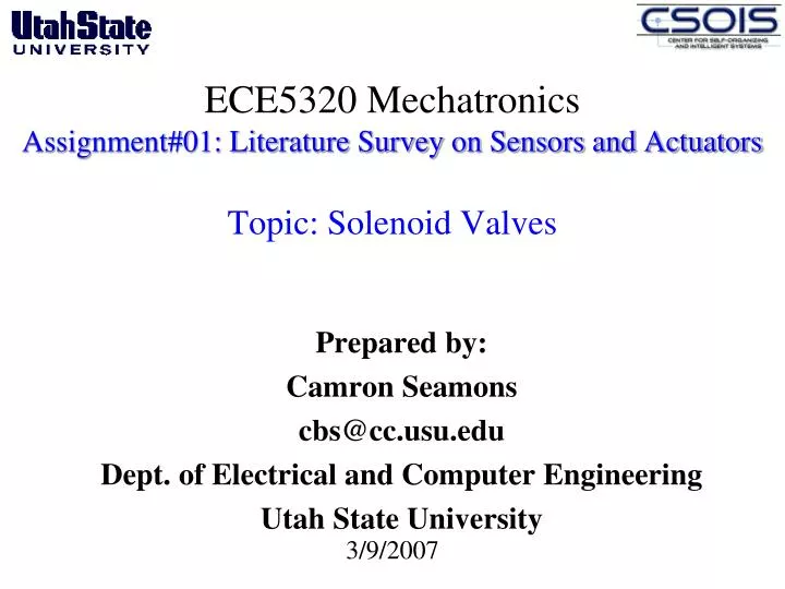 ece5320 mechatronics assignment 01 literature survey on sensors and actuators topic solenoid valves