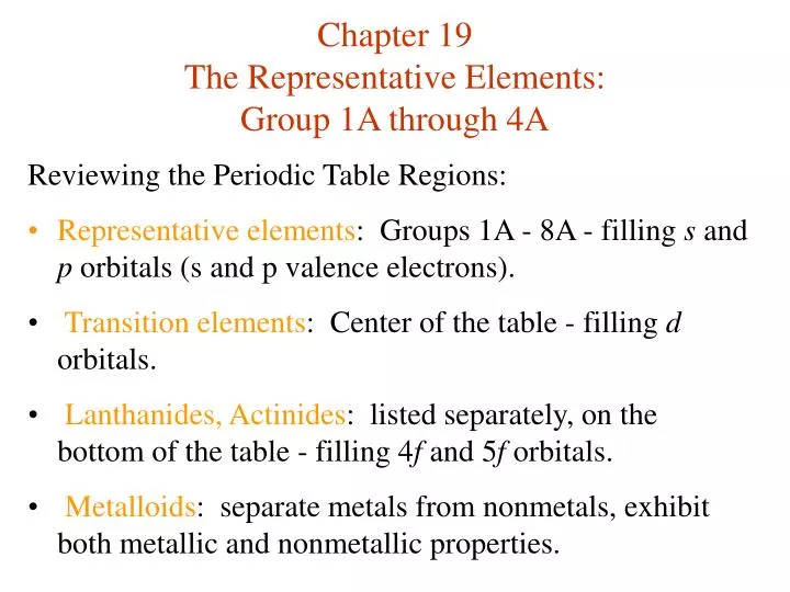 chapter 19 the representative elements group 1a through 4a