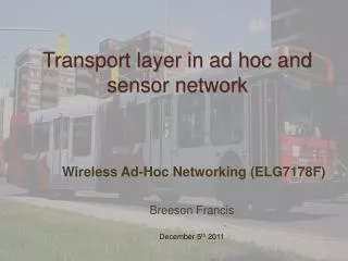 Transport layer in ad hoc and sensor network