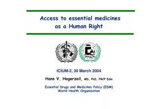 Access to essential medicines as a Human Right