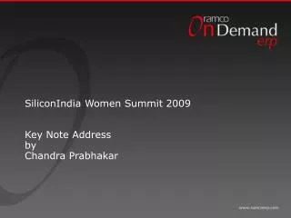 SiliconIndia Women Summit 2009 Key Note Address by Chandra Prabhakar