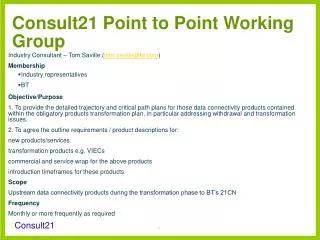 Consult21 Point to Point Working Group