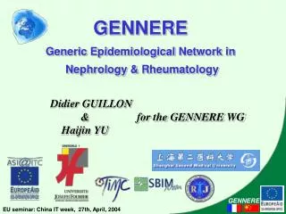 Didier GUILLON &amp; for the GENNERE WG Haijin YU