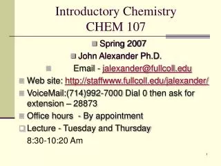 Introductory Chemistry CHEM 107