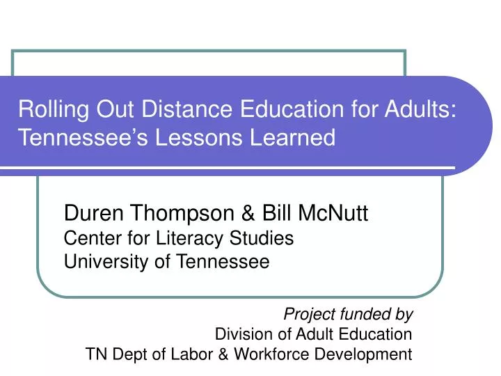 rolling out distance education for adults tennessee s lessons learned