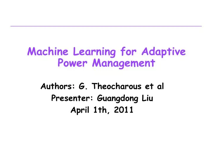 machine learning for adaptive power management