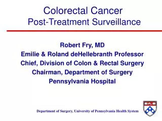 Colorectal Cancer Post-Treatment Surveillance
