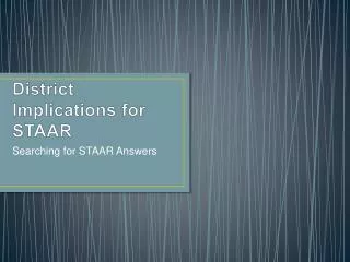 District Implications for STAAR