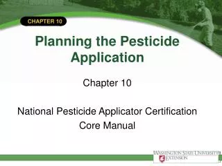 Planning the Pesticide Application