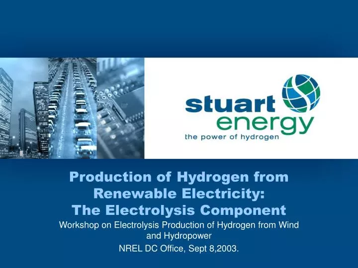 production of hydrogen from renewable electricity the electrolysis component