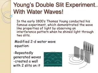 young s double slit experiment with water waves